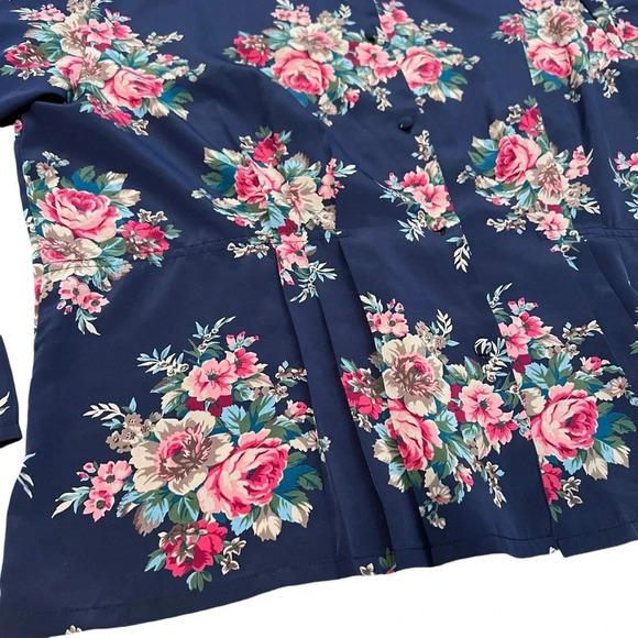 Vintage Cottagecore Floral Blouse w/ Lace Collar J&P Originals, Size 14 - Picture 2 of 7